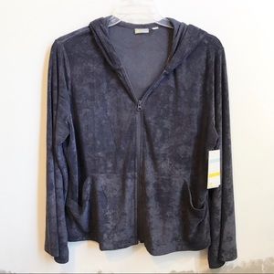 Zella Blue Velour Zip Up Soft Hoodie Jacket 1X NWT